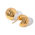 J&D Dainty Stainless Steel Gold Plated Loop Stud Earrings Chunky Textured C-shaped Earrings