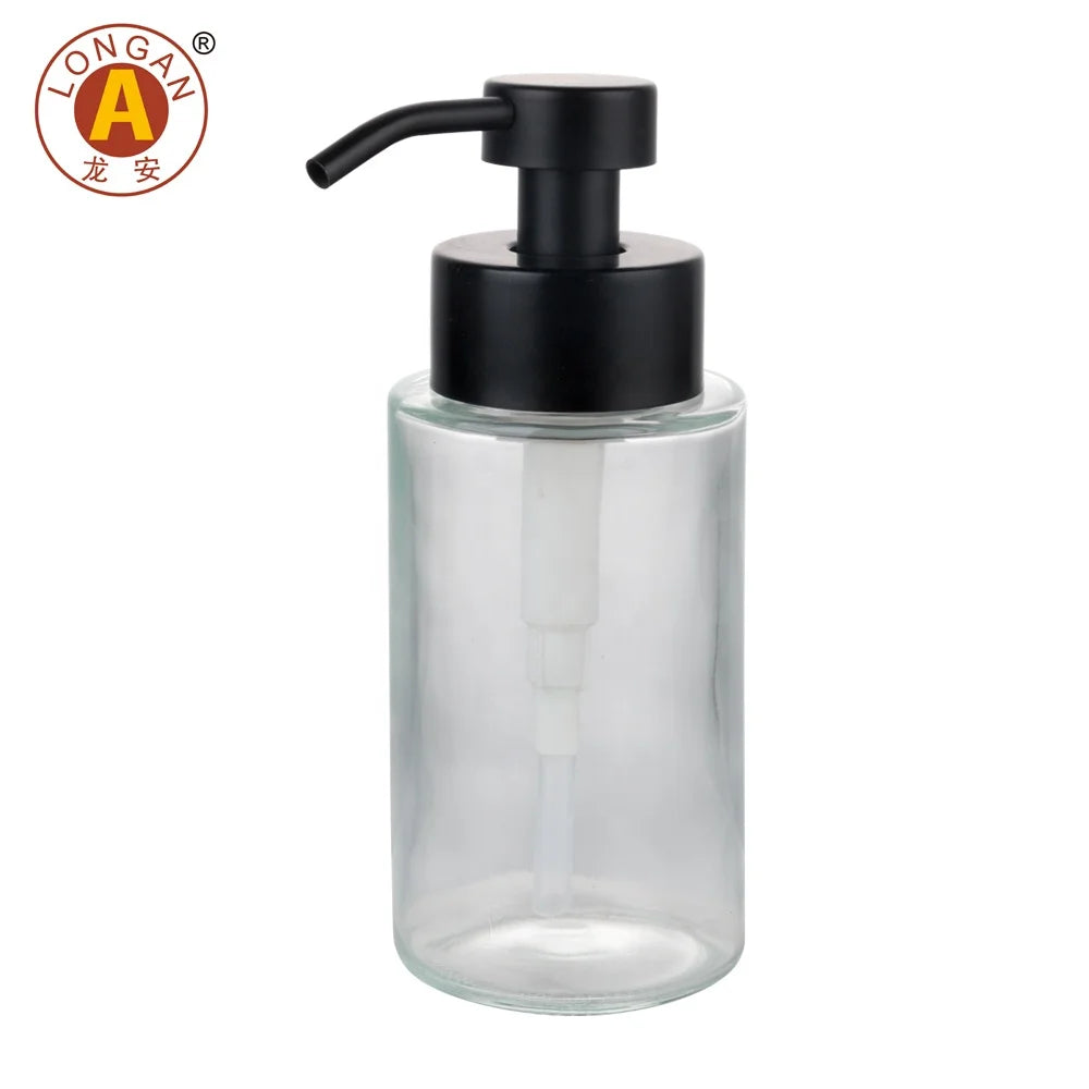 LongAn Factory Sale of Cheap Foaming Glass Big Foam Pump Bottle 500ml Glass Bottle 304 Stainless Steel Foam Pump Bottle