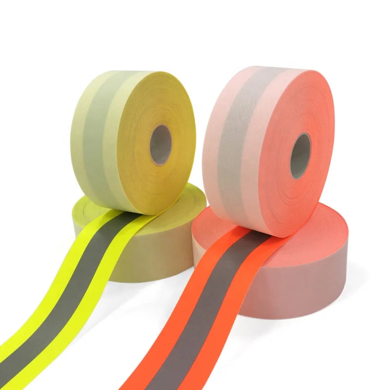 Factory Ready Stock FR Tape Reflective Fabric Flame Resistant Fabric Reflective Yellow Silver Warning Tape for Fire Fighter