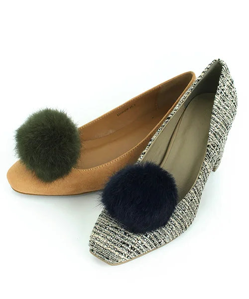 Faux Rabbit Fur Pompon Shoe Brooch Clip-on Shoe Flower Decoration Accessories Removable Shoe Clip