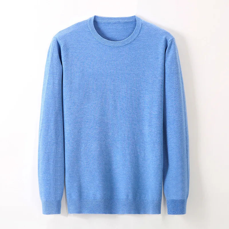 New Men's Knitwear Round Neck Base Sweater Thin Sweater Slim Men's Top Solid Color Knitwear for Men