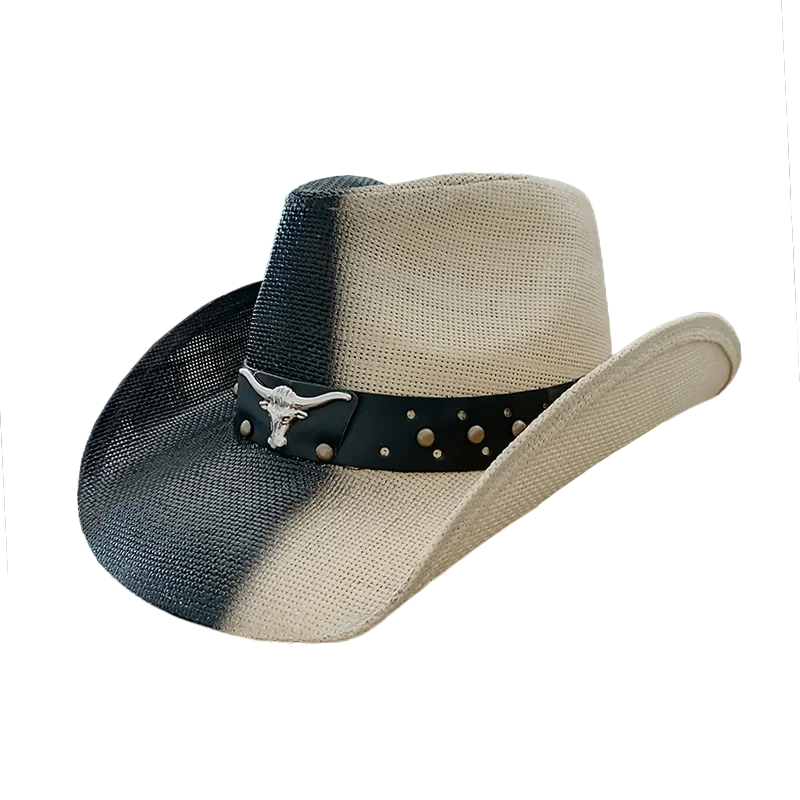 Stock Men's Paper Straw Cowboy Hat USA American Western Texas Straw Hat Shapable Brim Sombreros US Flag Printing Cowboy Hat