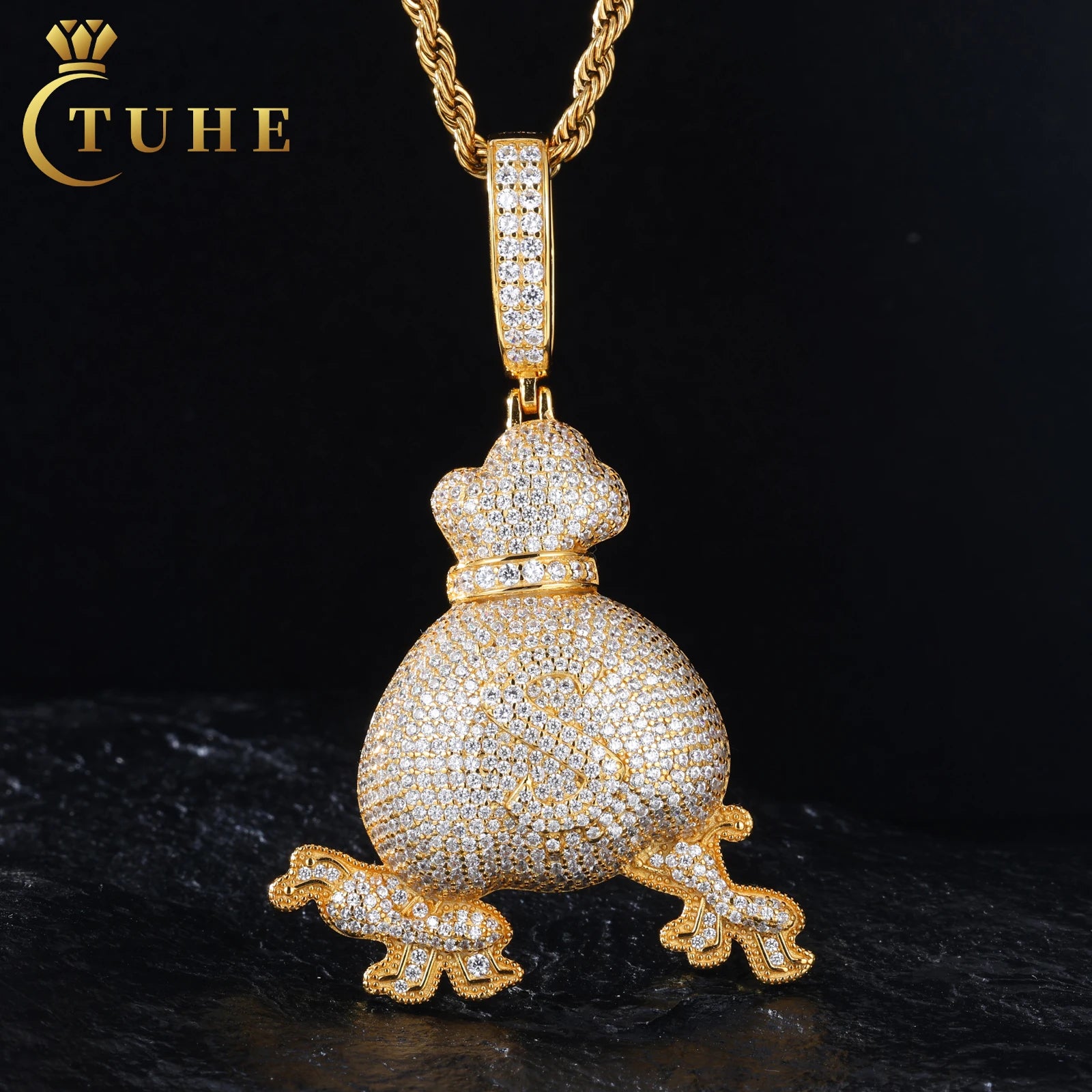 Fashion Jewelry Custom 925 Sterling Silver Moissanite Diamond Luxury Iced Out Ants Carrying Money Pendant for Men