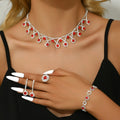 Korean Style Simple Fashion Wedding Bridal Jewelry Accessory Set Three-Piece Necklace Earrings Bracelet Suit Zircon Wholesale