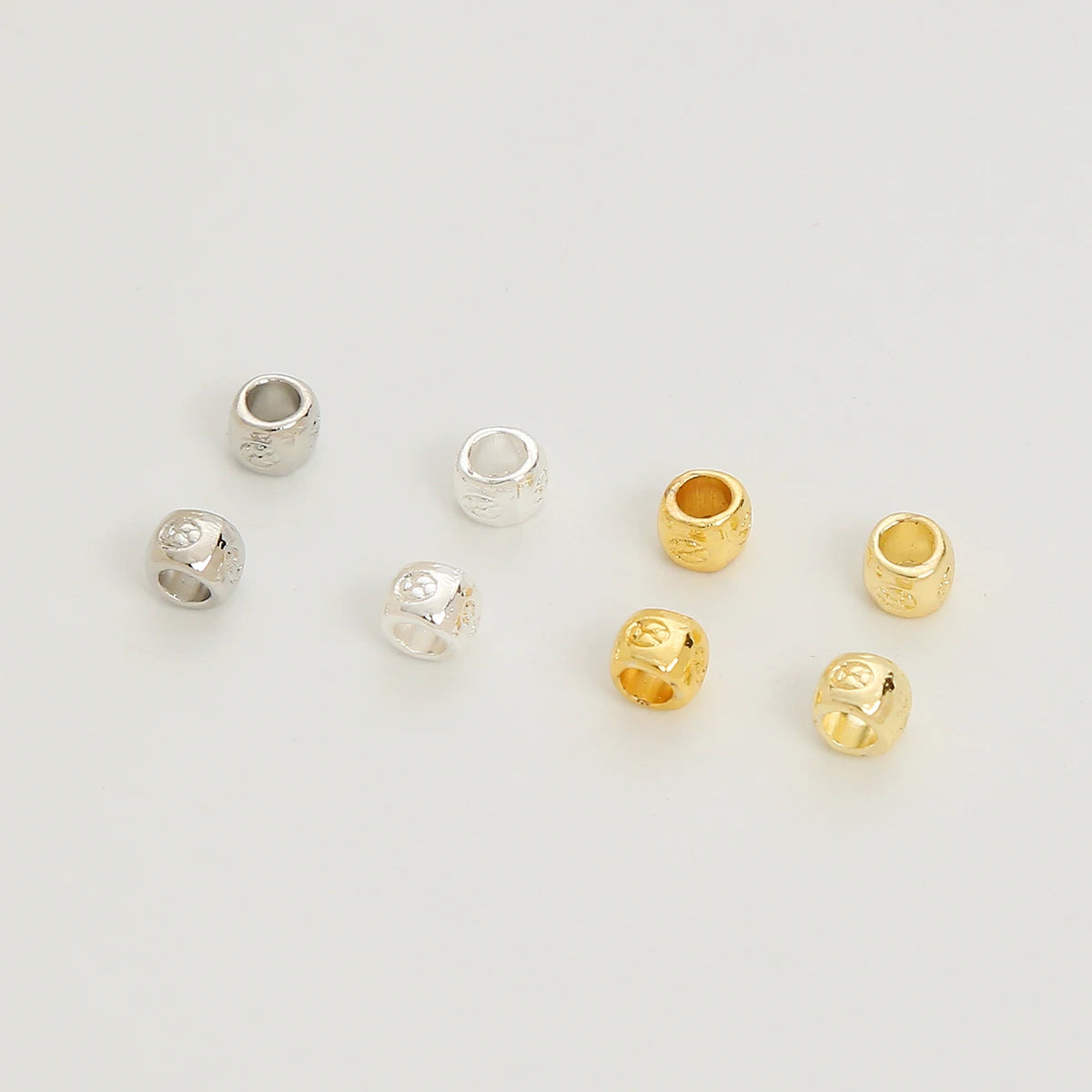 Silver Plated Alloy Septal Bead Large Hole Barrel Beads for Jewelry Making Golden Pattern Round Loose Bead