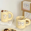 Cute Chubby Handle Mug Ins Style Cream Color Cartoon Rabbit Coffee Mug