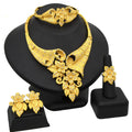 24k Gold Plated Jewelry Sets Wedding Bridal Indian Necklace Bracelet Earrings Ring African Women Fashion Gift Hand Jewelry