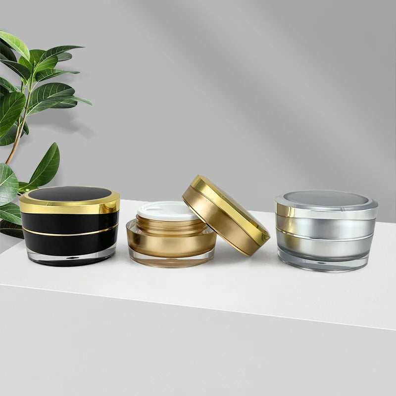 Ready to Ship  15ml 30m 50ml  100ml 200ml Custom logo Luxury Silver  Cosmetic Plastic Containers Acrylic Cream  Jars