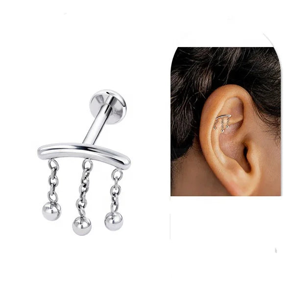 G23 Titanium Chain Ear Piercing Cartilage Earrings-Orthodox Engagement Wedding Fashion Children's Body Jewelry