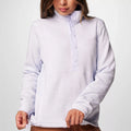 Women's Sweater Fleece Half Snap Down Pullover Adjust Drawcord Hem Binding Cuffs Jackets