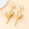 New Summer Alloy Temperament Exaggerate Gold Color Pearl Big Natural Conch Shell Earrings for Women Jewelry