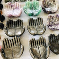 Hot Sale Natural Crystal Hand Carvings Buddha's Hand Black Obsidian Dream Amethyst for Fengshui Home Decoration