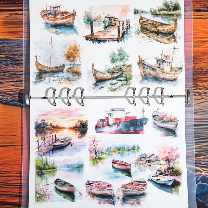 20 Stickers Per Pack Boat on the Lake Series Boat Landscaping Set Stickers 6 Types