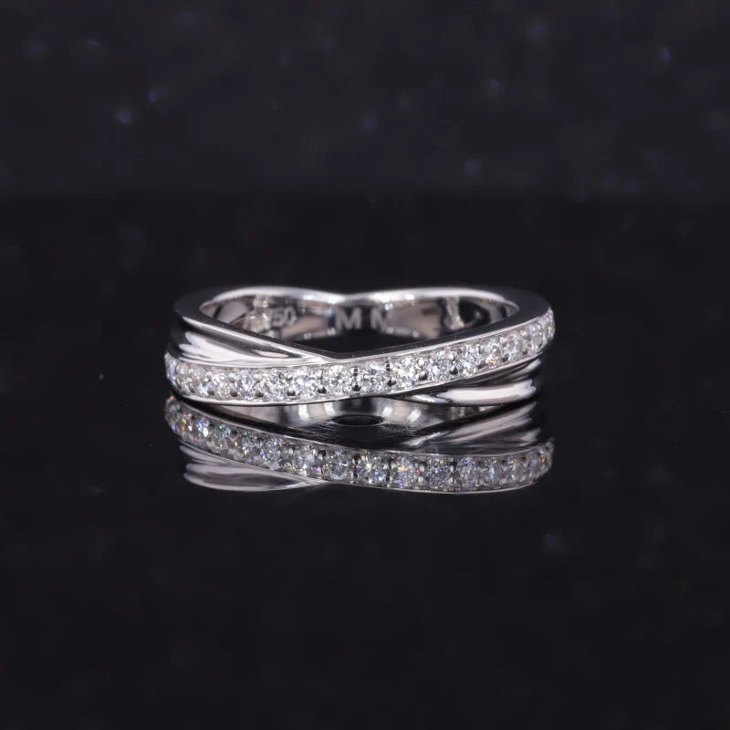18k White Gold Lab Groun Diamond Round Shape Wedding Ring Women Rings