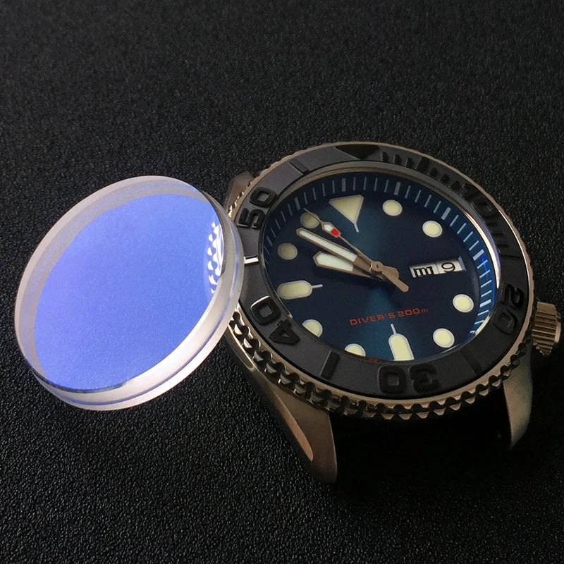 Seiko Brand SKX007 SKX011 New SPRD Wristwatch Parts Flat 31.5*4.5mm Watch Crystal with Stepped Edge Sloping Ceramic Bezel