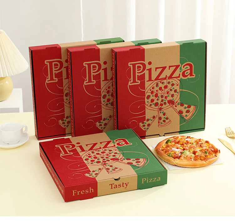 Custom Logo Printing 8 10 12 14 18 20 24 28 Inches Corrugated Kraft Paper Takeaway Fries Burger Pizza Packaging Boxes