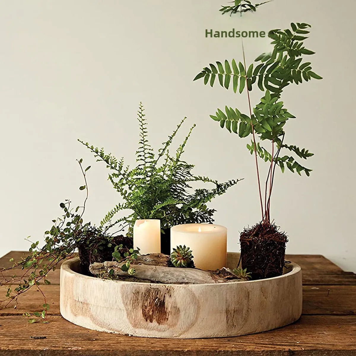 American Solid Wood Plate Dish Plant Pattern Modern Round Desktop Tray Jewelry Storage Fruit Snack Tea Aromatherapy Disposable