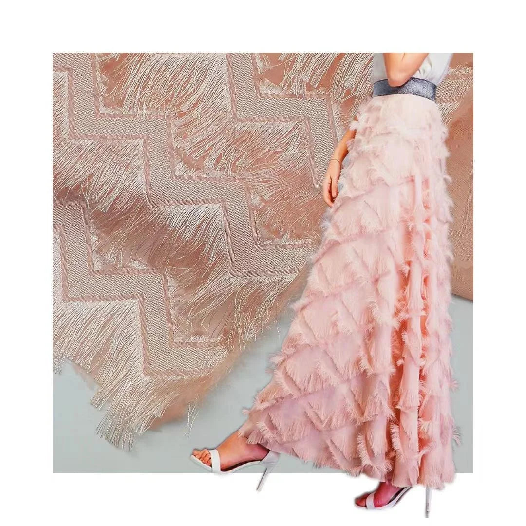 2024 New Fashion 100% Polyester Jacquard Breathable Wave Woven  Fabric Garments Textiles