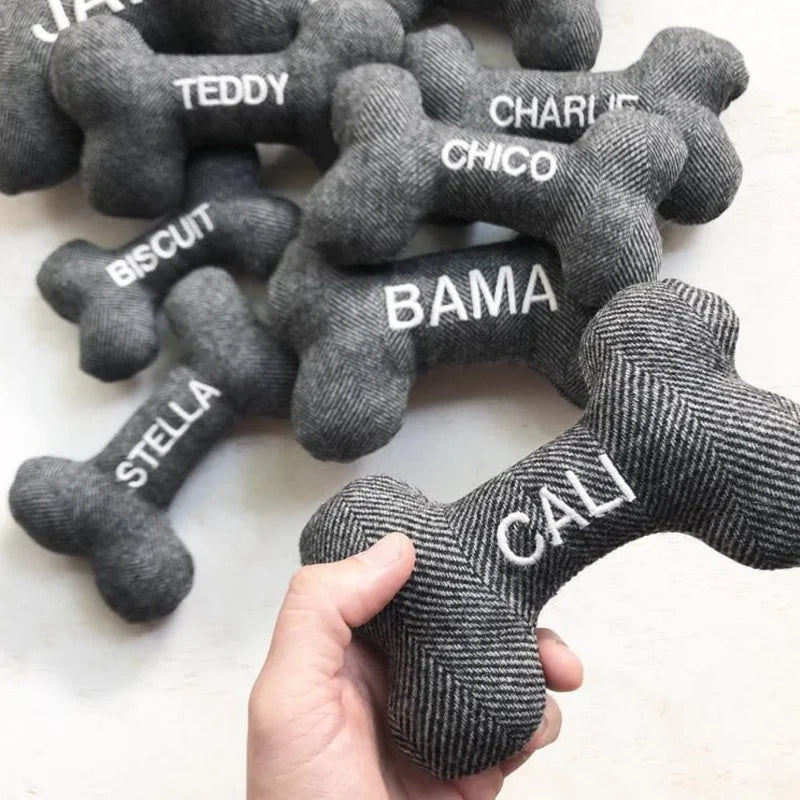 Personalized Durable Dog Bone Toy New Puppy Gift Pet Toys With Embroidered Name