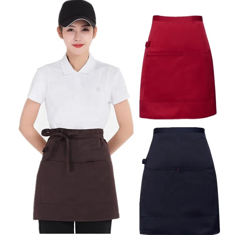 Wholesale logo Custom Unisex Kitchen Restaurant Cafe bar Pub BBQ Painting Coffee Uniform Cooking Chef Half Apron Waist Aprons