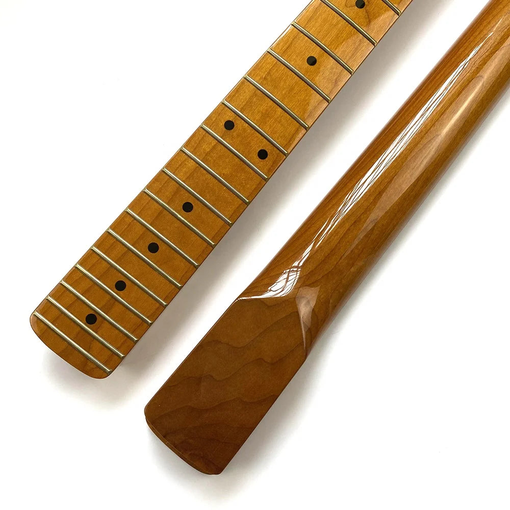 9.5 Inch Radius Glossy 22 Frets Roasted Maple Neck ST Electric Guitar Neck for Luthier Guitar