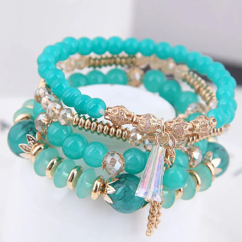Duyizhao Natural Stone Glass Beads Bracelets Charms Gold Filled Women's Bracelet Set Bohemian for Fine Jewelry Making Wholesale