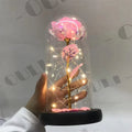 LO-014 Custom Wedding Christmas Dome Glass LED Light Wholesale Factory Price Valentines Day Flower Decorative Flowers Plants