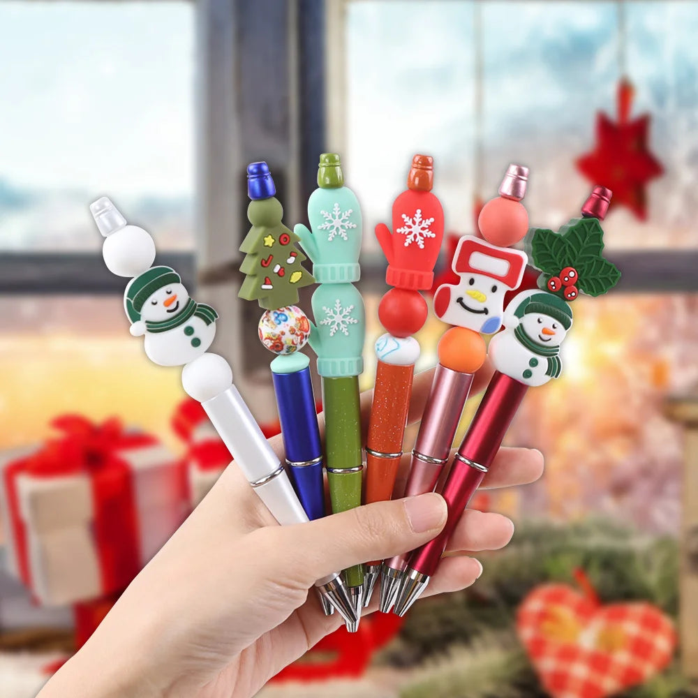 Eco-friendly Diy Wristlet Keychain Bracelet Christmas Gift Bpa Free Silicone Christmas Focal Beads for Pen Making