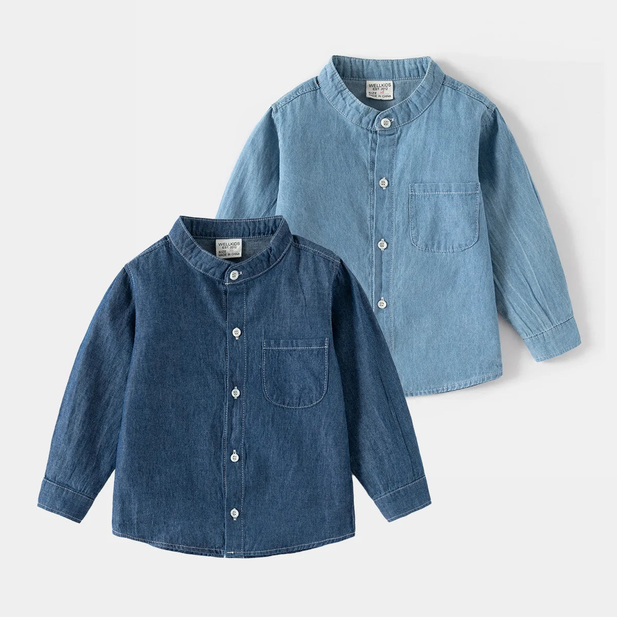 2023 Boys Casual Long Sleeve Bomber Jacket New Spring and Autumn Denim Shirt Thin Cotton Filled Zipper Closure