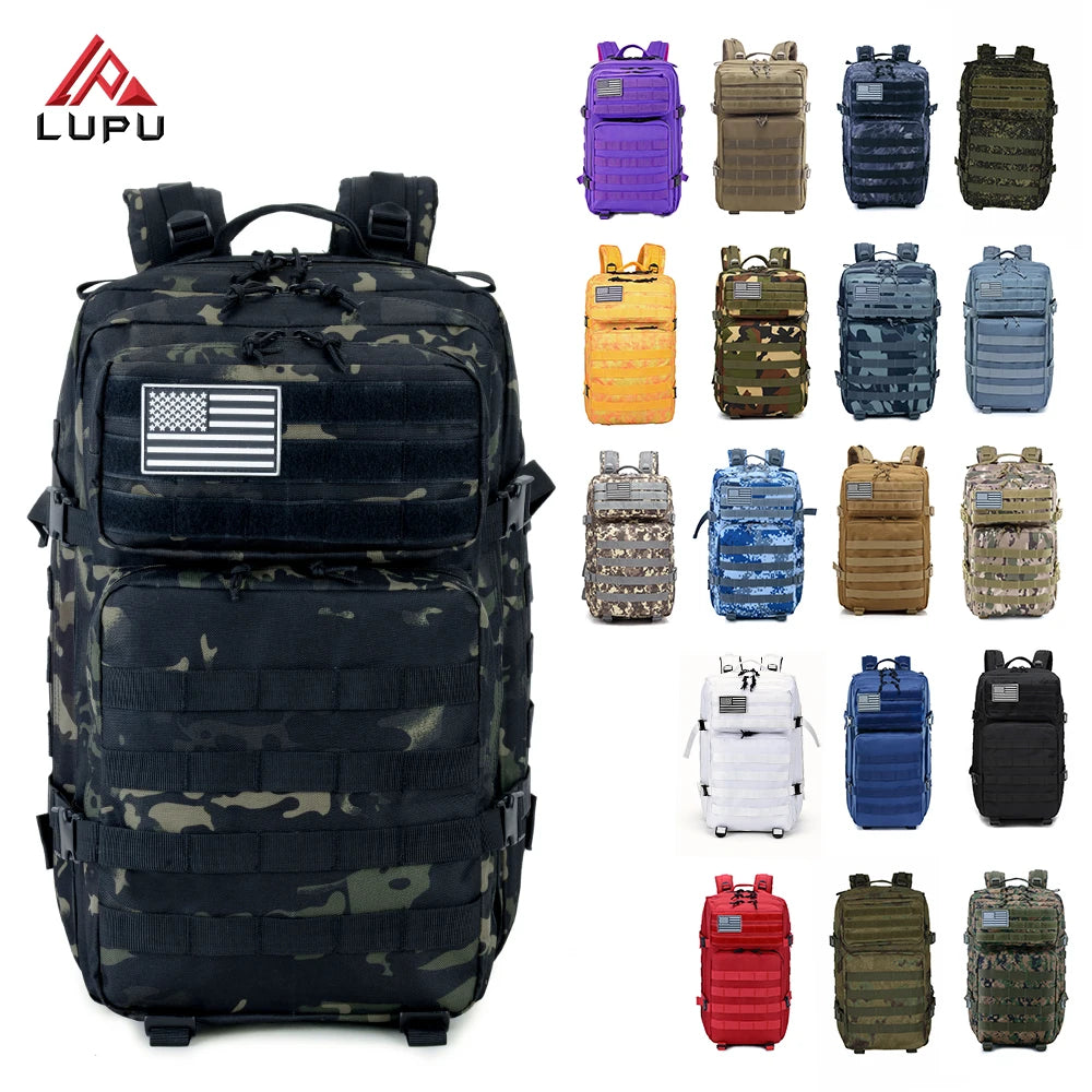Lupu 45L Camouflage Backpack with Fashionable Zipper Closure Customizable OEM/ODM Logo Wear Resistant Polyester Lining