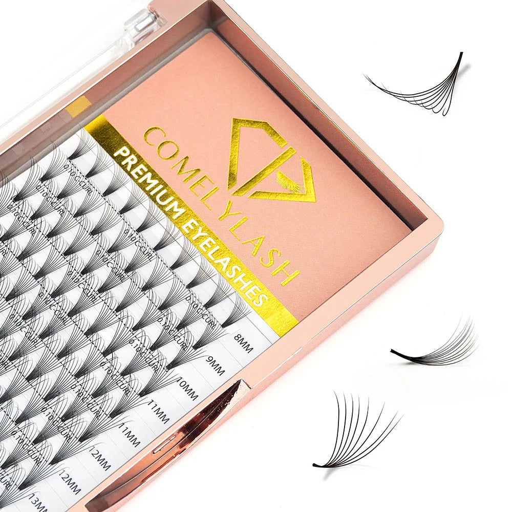 Comelylash Pointy Base Cluster Mink Sink Premade Fans 7mm Premade Volume Fans Eyelash Cluster Promade Fans