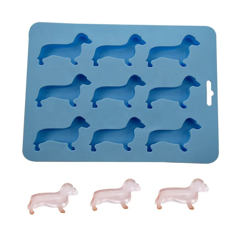 9 Cavity Animal Dog Shape Ice Mold Puppy Silicone Dog Ice Cube Tray