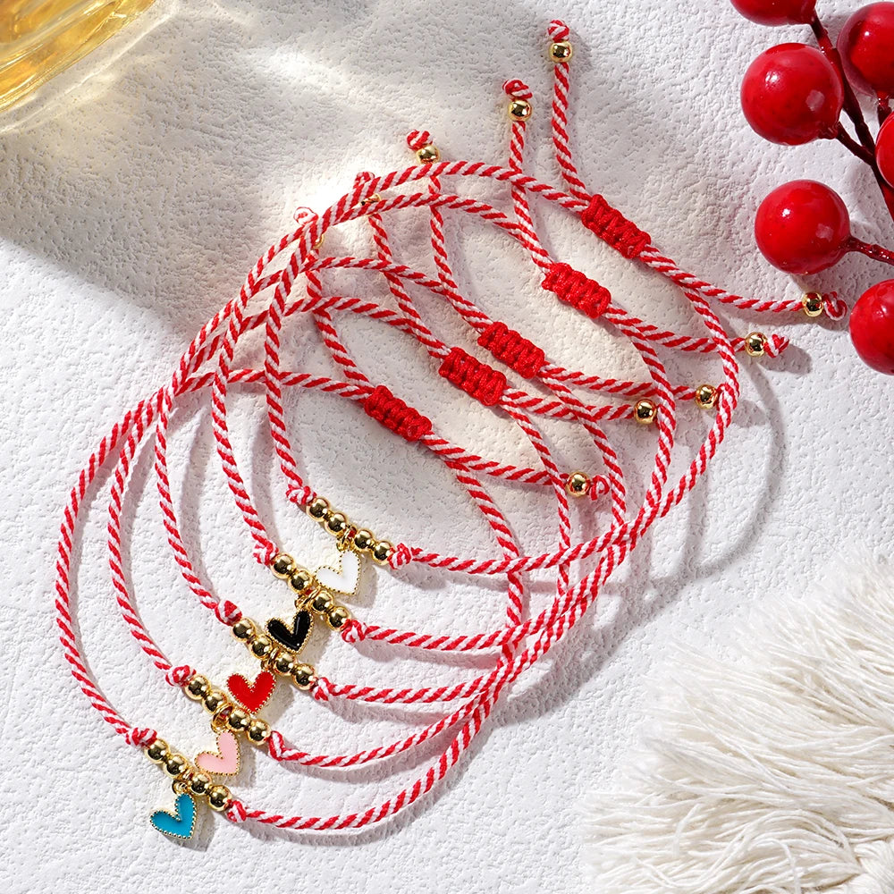Go2boho 2024 Martis Elegant 18K Gold Plated Bead Copper Heart Pendant New Year Gifts Women's Greek March Bracelet Mainly Alloy