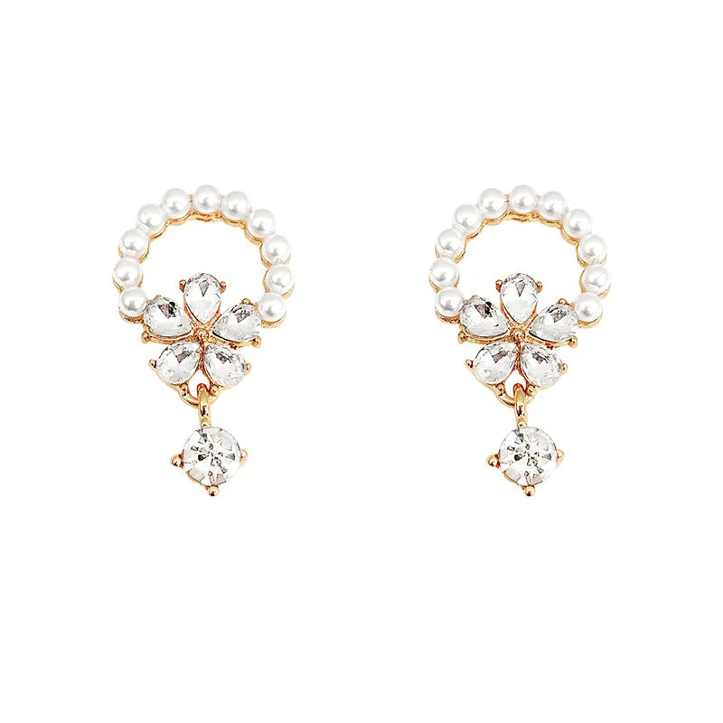 AA01224 Korean Super Fairy Rhinestones Bowknot Earrings Vintage Temperament Earring Personality Delicate Ear Studs