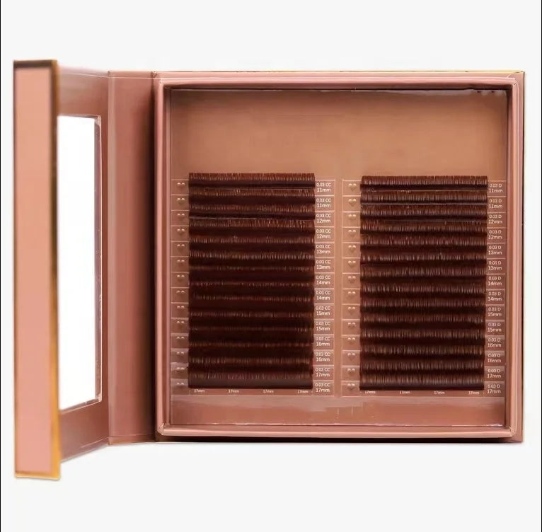 Transparent Box Colorful Eyelash Colored Multiple Colors Faux Mink Silk Volume Dark Brown Individual Eye Lashesh Lash Extension