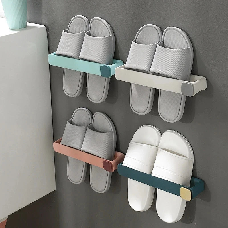Factory Price Slipper Rack Wall Mounted Bathroom Essentials Towel Hooks Seamless Punch Free Hanging Toilet Shelf Shoe Rack