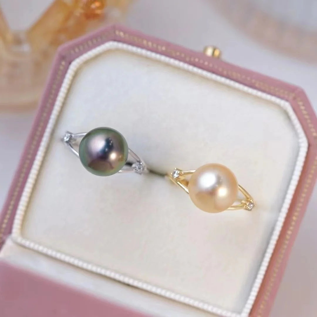 R1214 10-11mm Natural Freshwater Pearl Ring Accessory 925 Sterling Silver Adjustable Size Engagement Jewelry Ring for Women