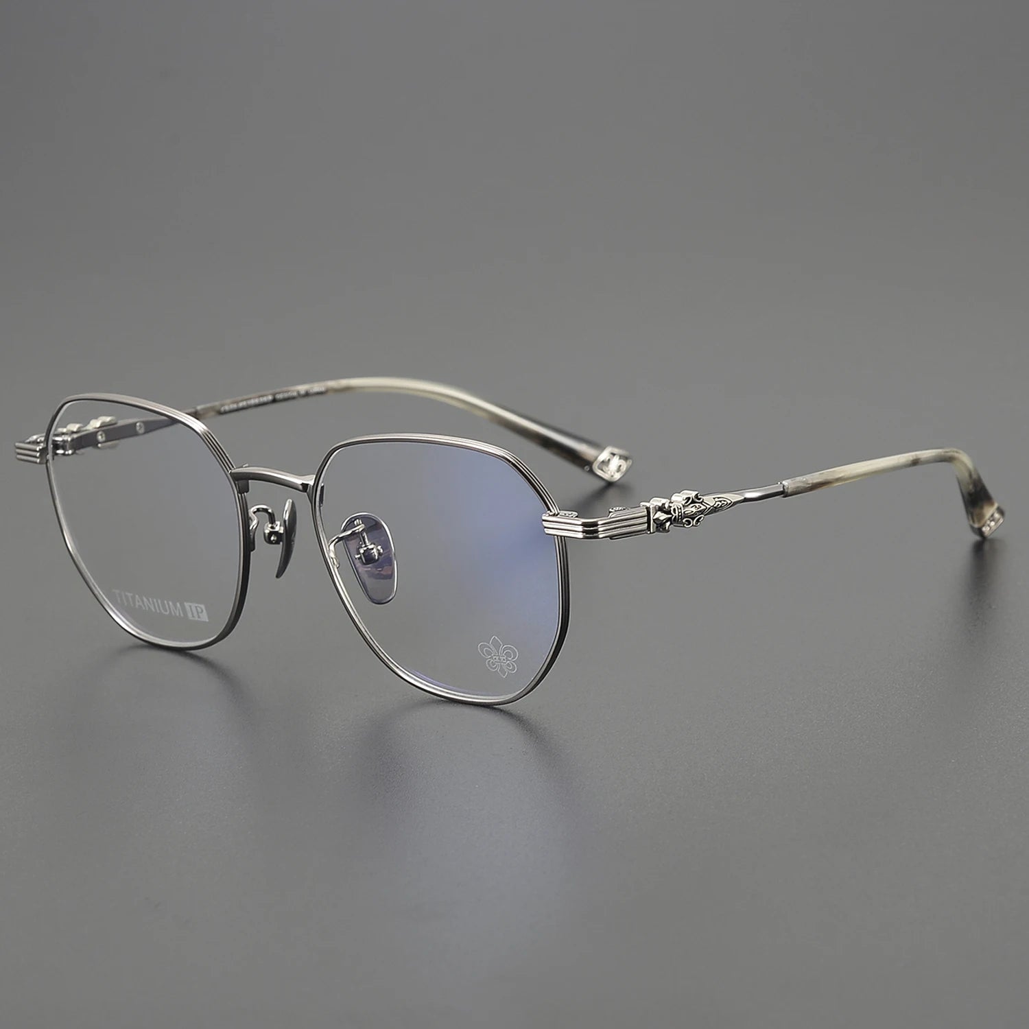 Polygonal Titanium Gold Light Pink Small Frame Eyeglasses Y2K Optics Women Fashion UV Glasses for Women Brand Logo Photography