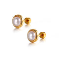Delicate Stainless Steel Gold Plated Minimal Pearl Stud Earrings Mini Artificial Small Pearl Earrings for Women Girls