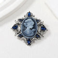 Vintage Rhinestone Beauty Head Brooch for Women Fashion Dress Coat Accessories Jewelry