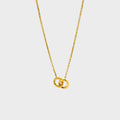INS Trendy 18K Gold Plated Stainless Steel Interlocking Plain Round Ring Pendant Necklace Women Collar Lovers Gift