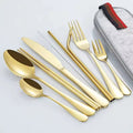 304 Portable Travel Cutlery Set Knife Fork Spoon Straws Flatware Set Stainless Steel Cutlery Set with Bag