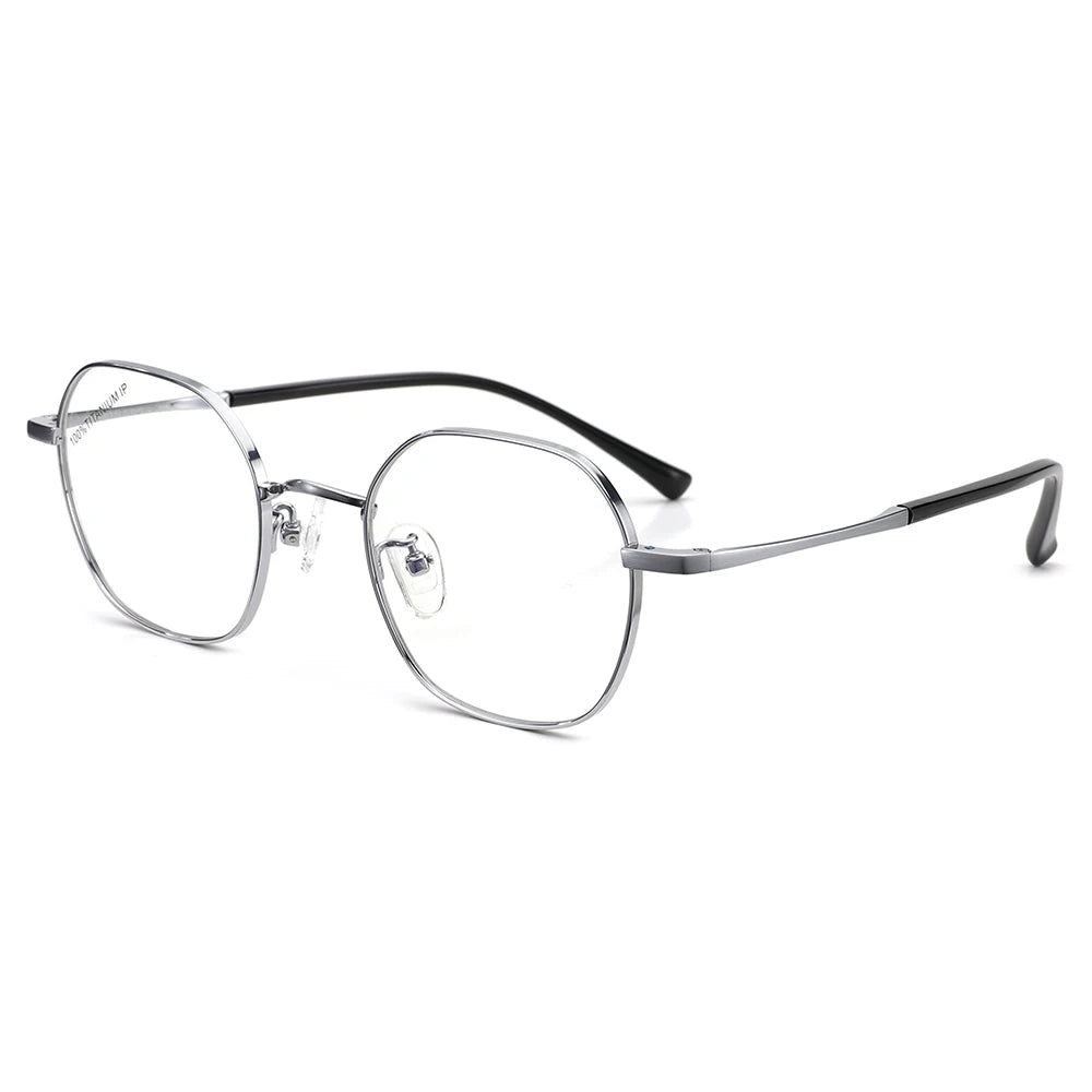 T81831 China New Stylish Designers Branded Silver Titanium Glasses Frames