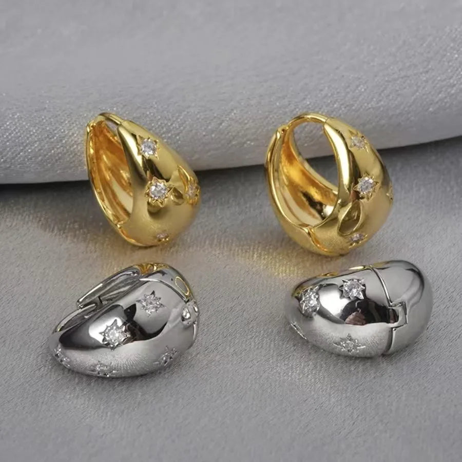 Wholesale Fashion Simple Water Drop Earrings Geometric Gold Plated Short Styles Chubby Huggie Women's Jewelry Anniversary Gift