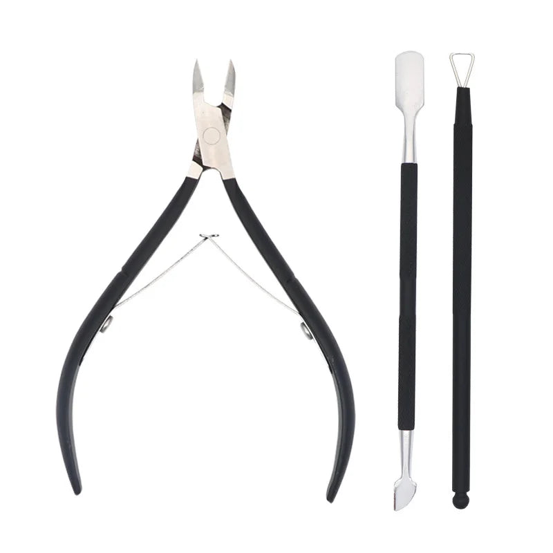 FOCSTAR Professional Pedicure Set 3pcs Stainless Steel Manicure & Pedicure Tools Cuticle Nipper Pusher & Cutter Kit
