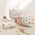 Large Capacity Foldable Durable Portable Travel Makeup Bag Fashionable Cherry Wash Pouch Cosmetic Skin Care Storage Zipper