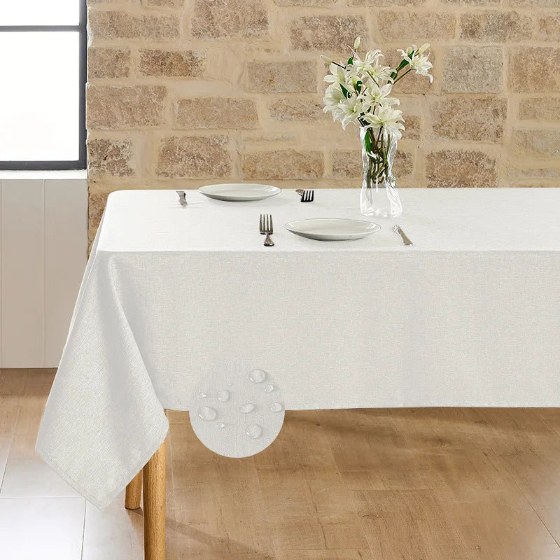 Factory Wholesale Imitation Linen Tablecloth Waterproof and Oil-proof High-end Solid Color Tablecloth