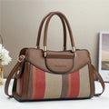 Top Handle Women's Handbags Canvas and PU Leather Patchwork Purses New Style Ladies Bags