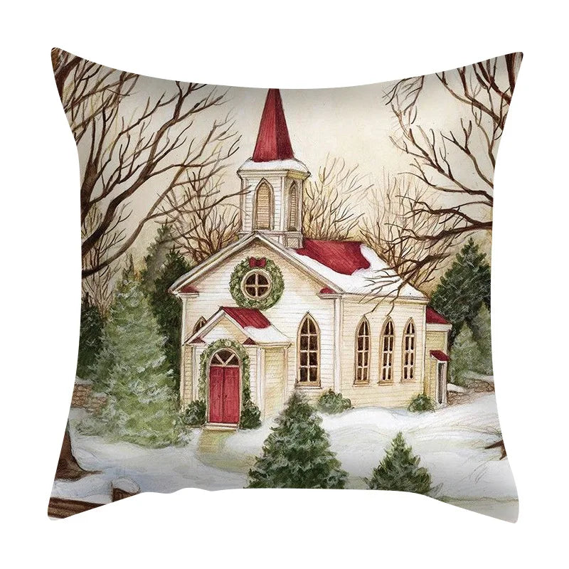 Amity Factory Wholesale Christmas Home Sofa Decorative Throw Pillow Cover 18X18In Polyester Printed Christmas Cushion Cover