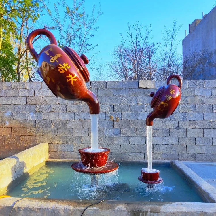 Magical Kettle Custom Size Outdoor Resin Hand-painted Art Sculpture Fall Water Fountain